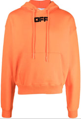 SUDADERA OFF WHITE CON CAPUCHA NARANJA